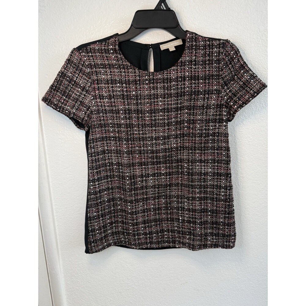 Women's Banana Republic Size XS Tweed Front Shirt Short Sleeve